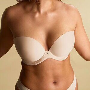 Panache Faith Moulded Plunge Strapless Bra in Nude Latte Size 34DD LIKE NEW